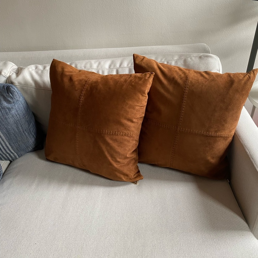 Ralph Lauren 18x18 leather pillows with down inserts